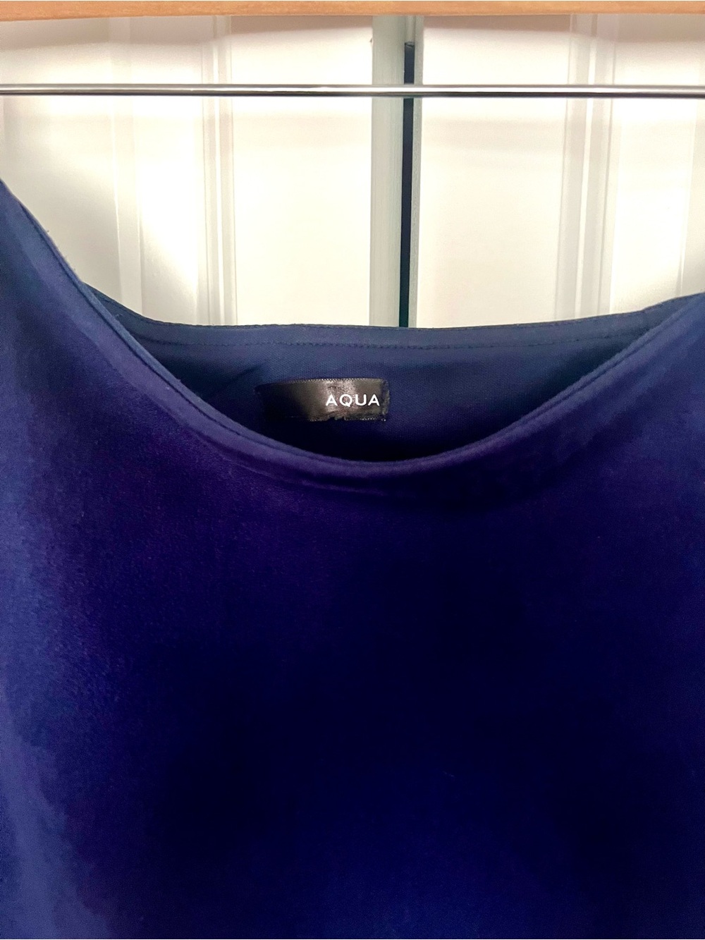 Aqua Faux Suede Navy Scalloped Mini Skirt, Size Large - Picture 9 of 13